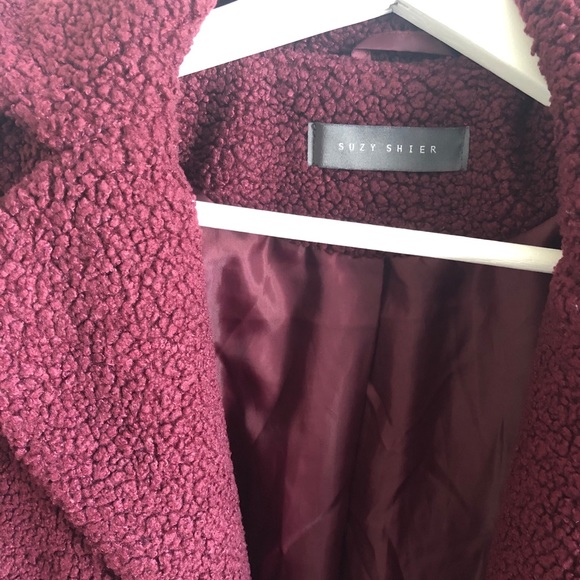 ❌❌SOLD❌❌ Wine color Teddy jacket - Picture 5 of 7